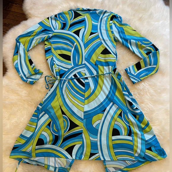 Vintage 90s Moanora Pucci-esque DeeLite DeeGroovy print wrap dress - Picture 3 of 10